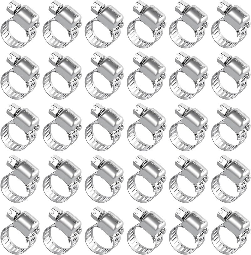 imsiboc 30PCS Stainless Steel Hose Clamps, 1/4" to 7/16" (6-12mm) Adjustable Worm Gear Fuel Line Clamp for Plumbing, Automotive And Mechanical Application - Image 1